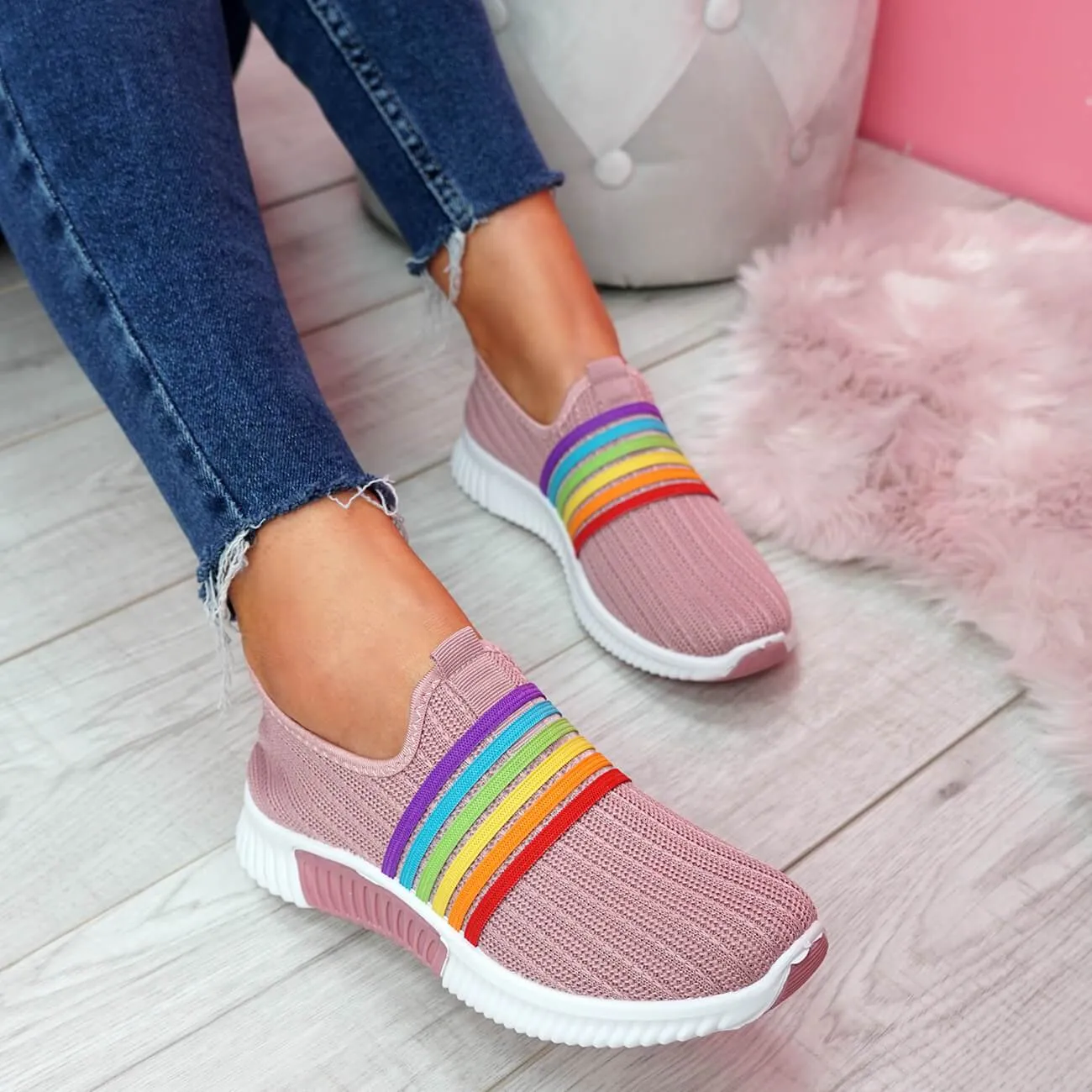 Women's Walking Shoes Knitted Sock Sneakers