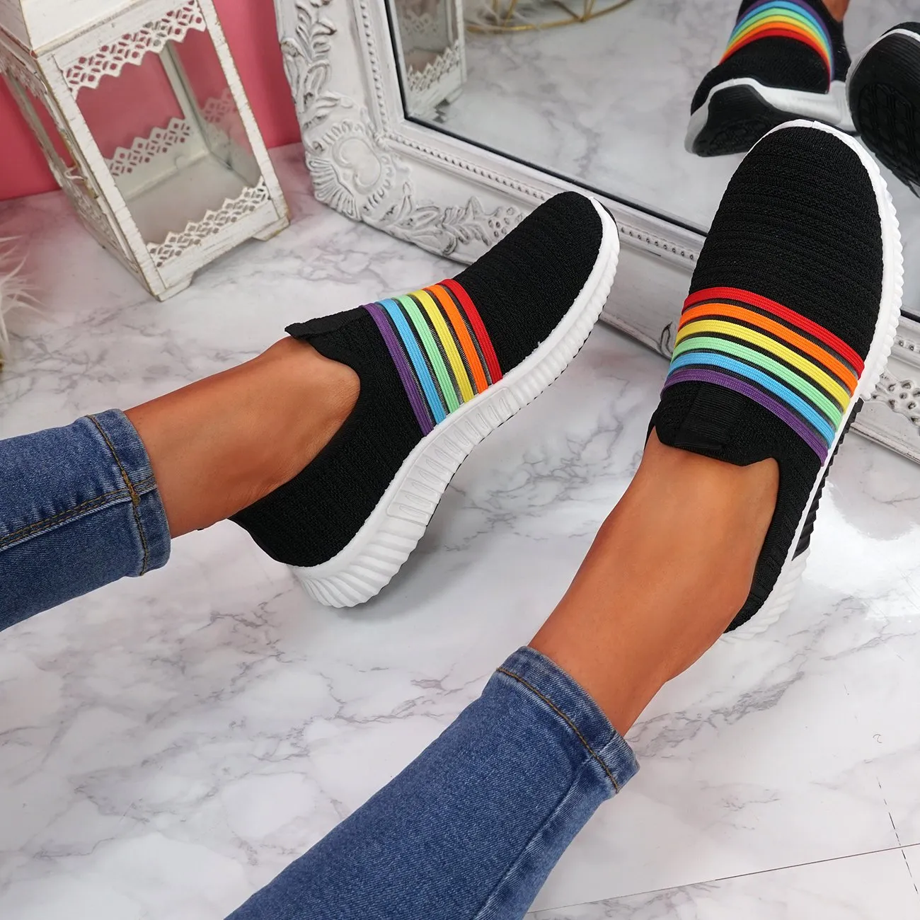 Women's Walking Shoes Knitted Sock Sneakers