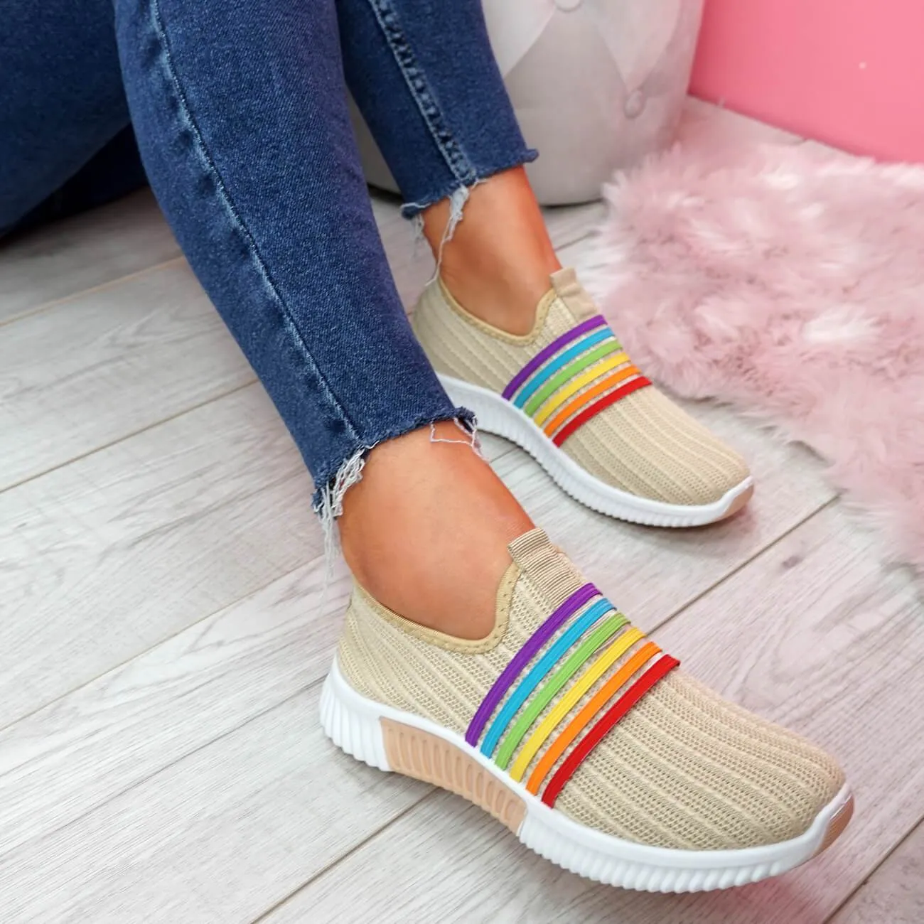 Women's Walking Shoes Knitted Sock Sneakers