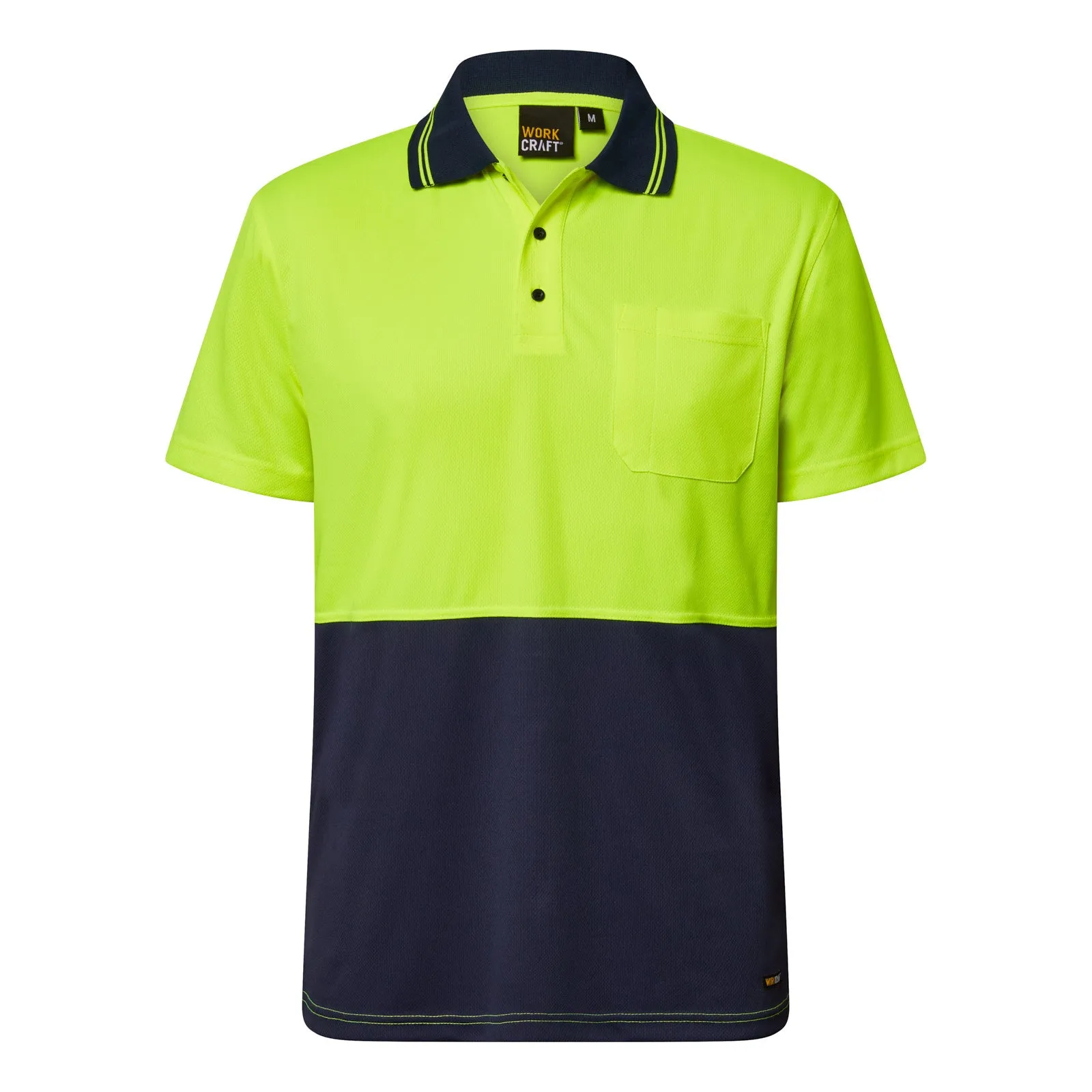 WSP208 HI VIS LIGHTWEIGHT SHORT SLEEVE MICROMESH POLO WITH POCKET