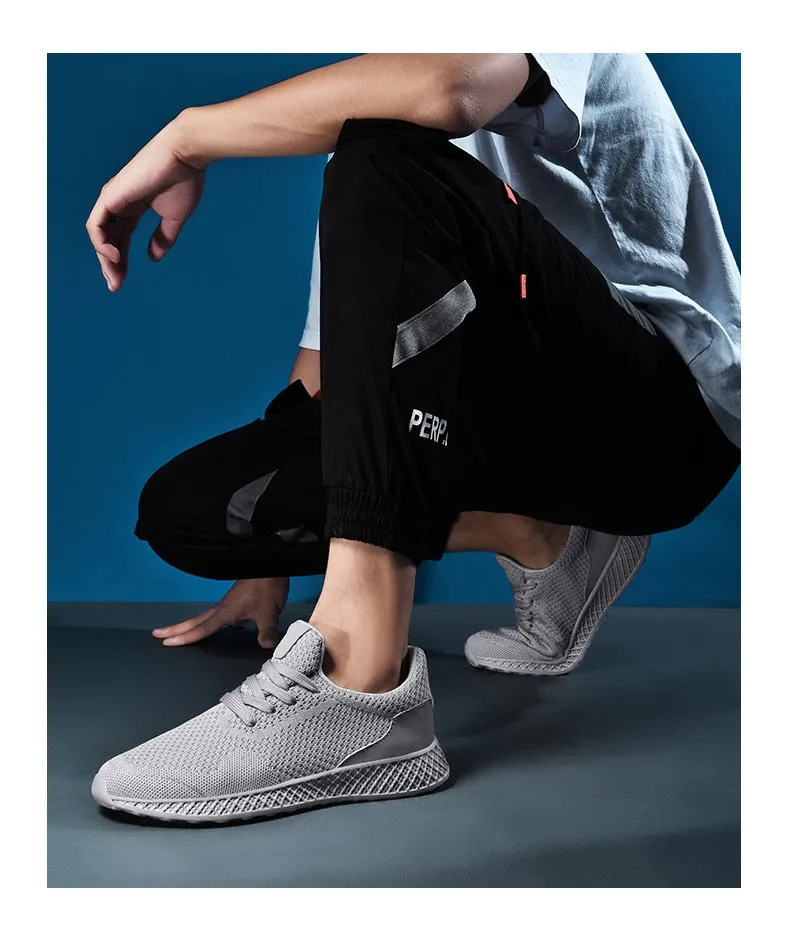 Yeknu Men's Mesh Sneakers New Fly Weave Running Sport Shoes For Male Light Weight Comfortable Athletic Shoes Outdoor Shoes Big 39-48