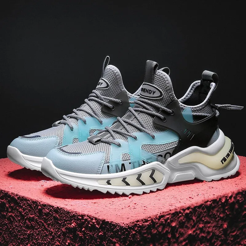 Yeknu New Men's Shoes Flying Woven Sports Shoes Fashion Platform Height Increase Sneakers Casual Shoes Student Large Size For Men