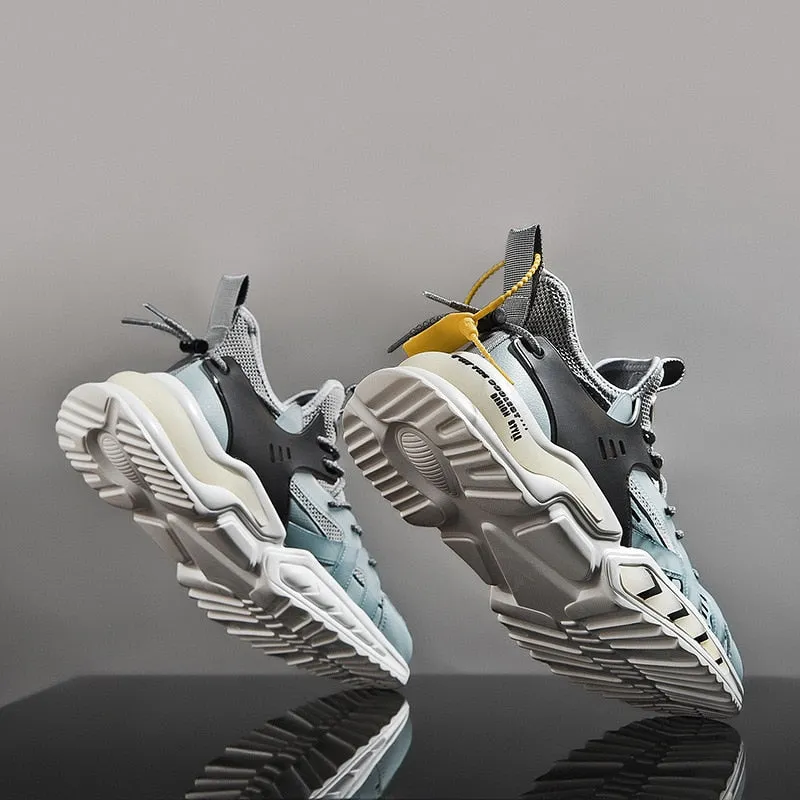 Yeknu New Men's Shoes Flying Woven Sports Shoes Fashion Platform Height Increase Sneakers Casual Shoes Student Large Size For Men